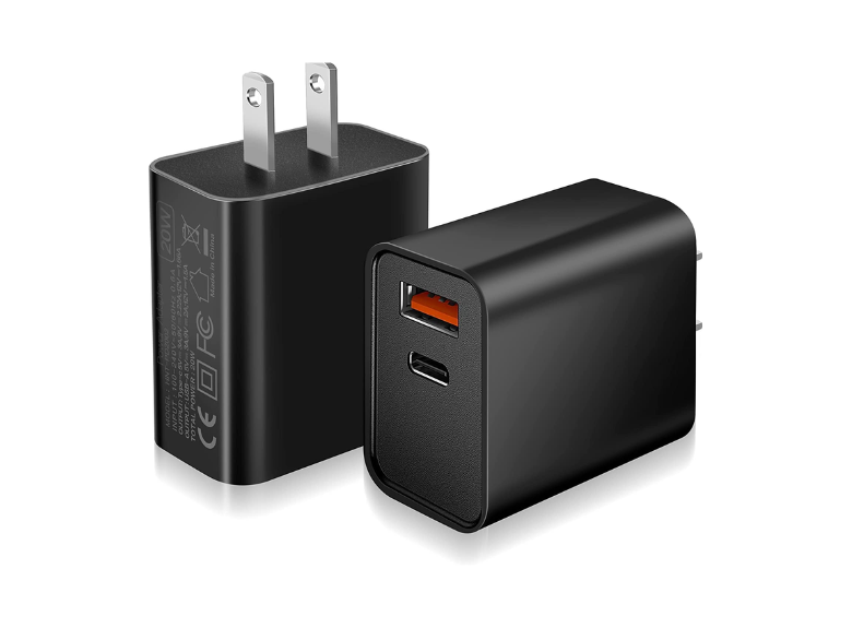 HR Products - COMBO - USB & Type C - Dual Port - Adapter + 5FT Cable - QC 3.0 Amp + PD 20W - BLACK