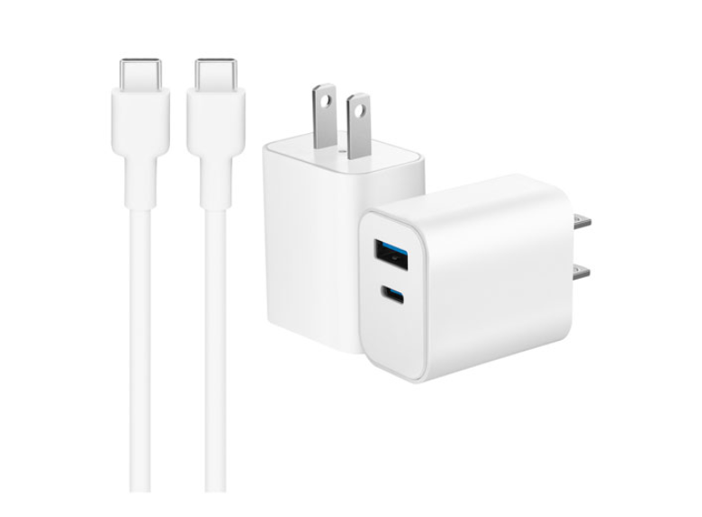 HR Products -UPLUS 20 WATT  HOME DUAL FAST CHARGING TRAVEL ADAPTER WITH USB TYPE C AND USB TYPE A INPUT - WHITE(UPLUSHOME-WHITE-1)
